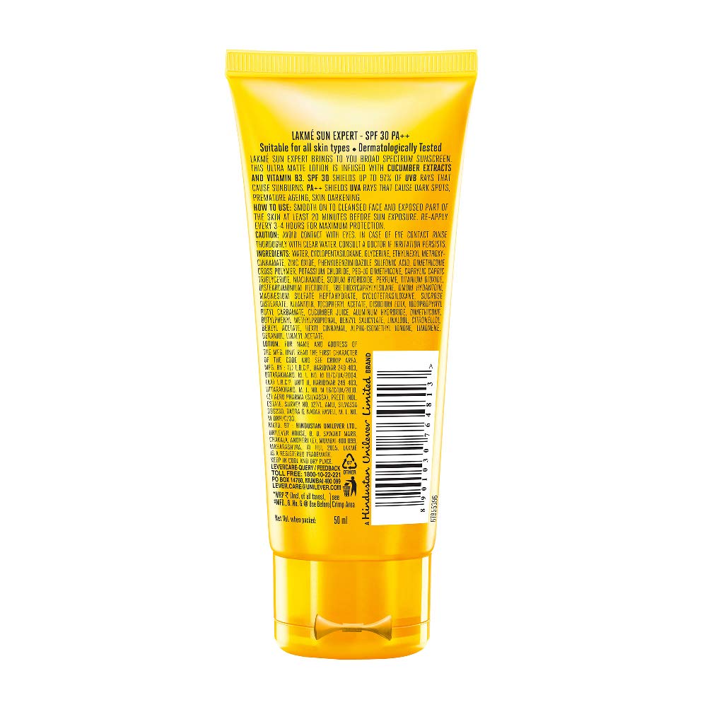 Lakmé Sun Expert Spf 30 Pa++ Ultra Matte Lotion Sunscreen, 50 Ml & 9 To 5 Complexion Care Face Cc Cream, Bronze, Spf 30, Conceals Dark Spots & Blemishes, 9G - All Skin Type