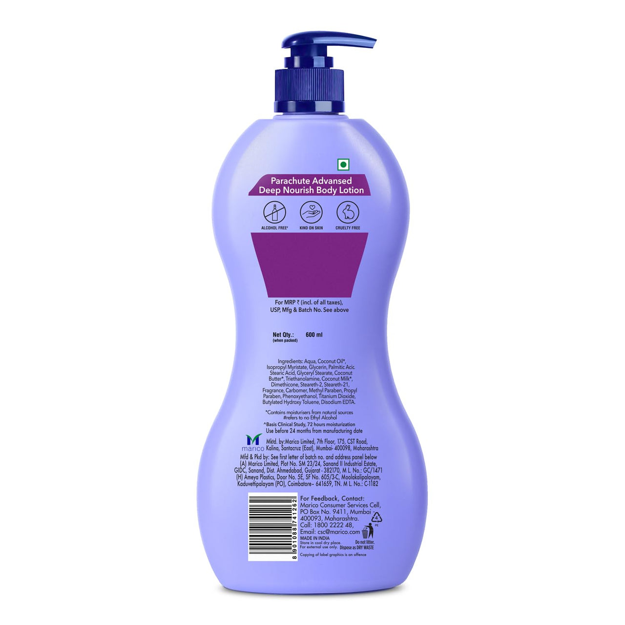 Parachute Advansed Deep Nourish Body Lotion for Women & Men, Dry Skin, 600ml | Pure Coconut Milk, 100% Natural, 72h Moisturisation