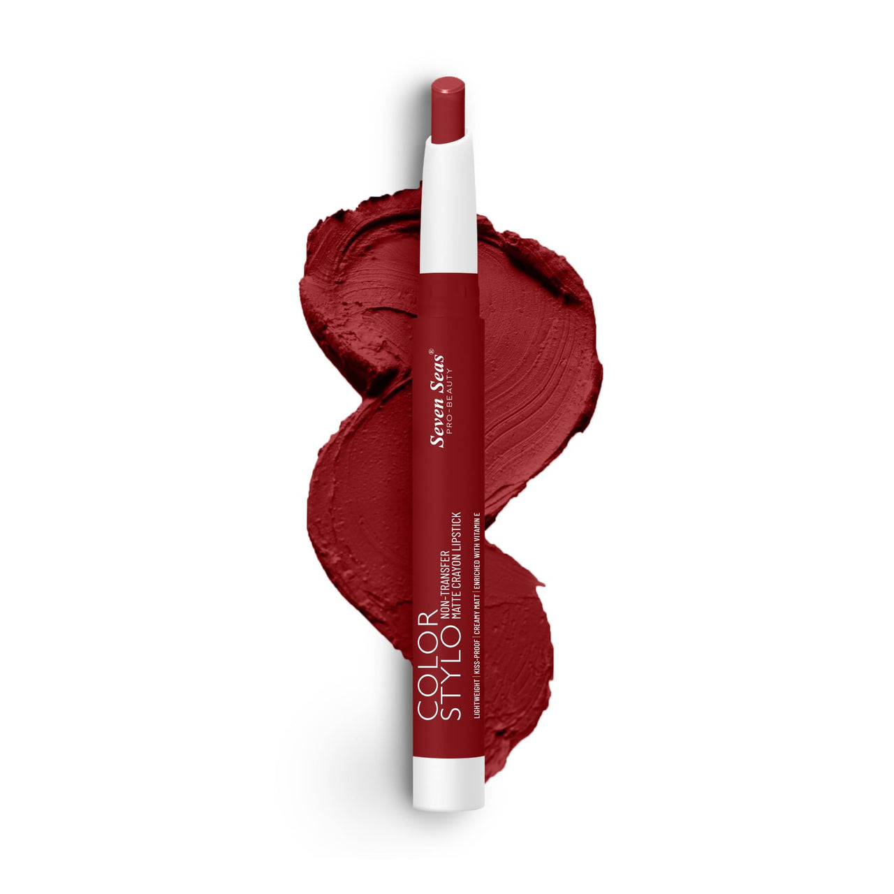 Seven Seas Color Stylo NonTransfer Matte Lipstick | Matte Finish Lip Crayon | Waterproof | Long Lasting | Lasts Up to 24 hours (Red Apple)