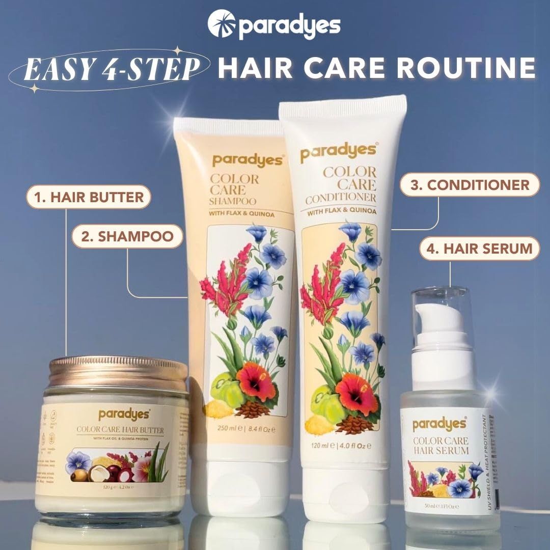 paradyes Color Care Conditioner, Enriched with Flax Protein & Quinoa, Ideal For Colored Hair, Infused with Aloe Vera, Hibiscus, and Amla For Hydration and Nourishment, 120ml,100 Gram