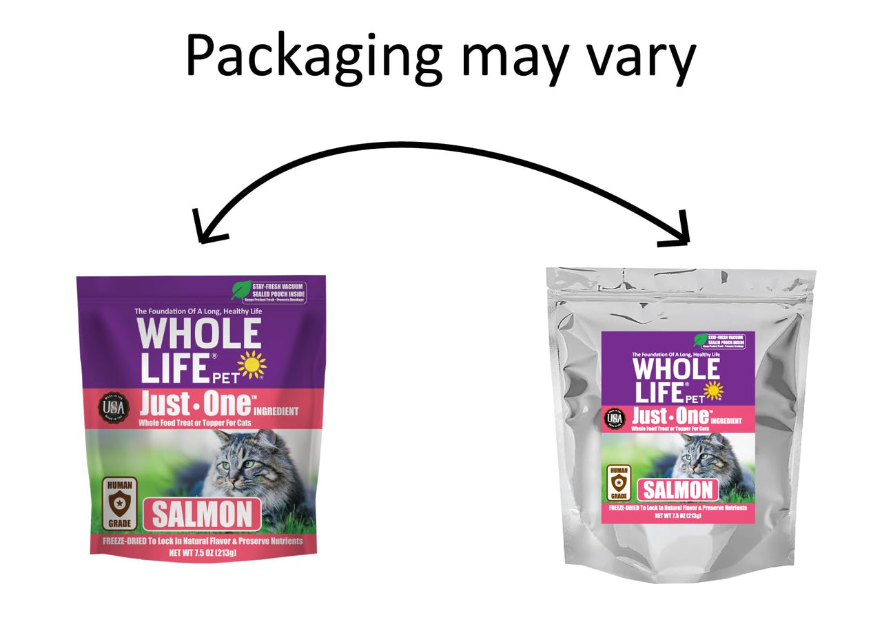 Whole Life Pet Just One Salmon - Cat Treat Or Topper - Human Grade, Freeze Dried, One Ingredient - Protein Rich, Grain Free, Made in The USA Salmon Fillet 7.5 Ounce (Pack of 1)