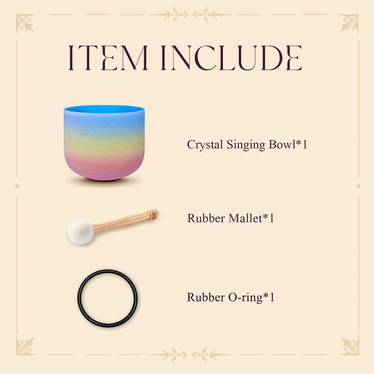 CVNC 8 Inch Rainbow Colored G Note Throat Chakra Frosted Quartz Crystal Singing Bowl Free mallet & O-ring Sound Healing Instrument