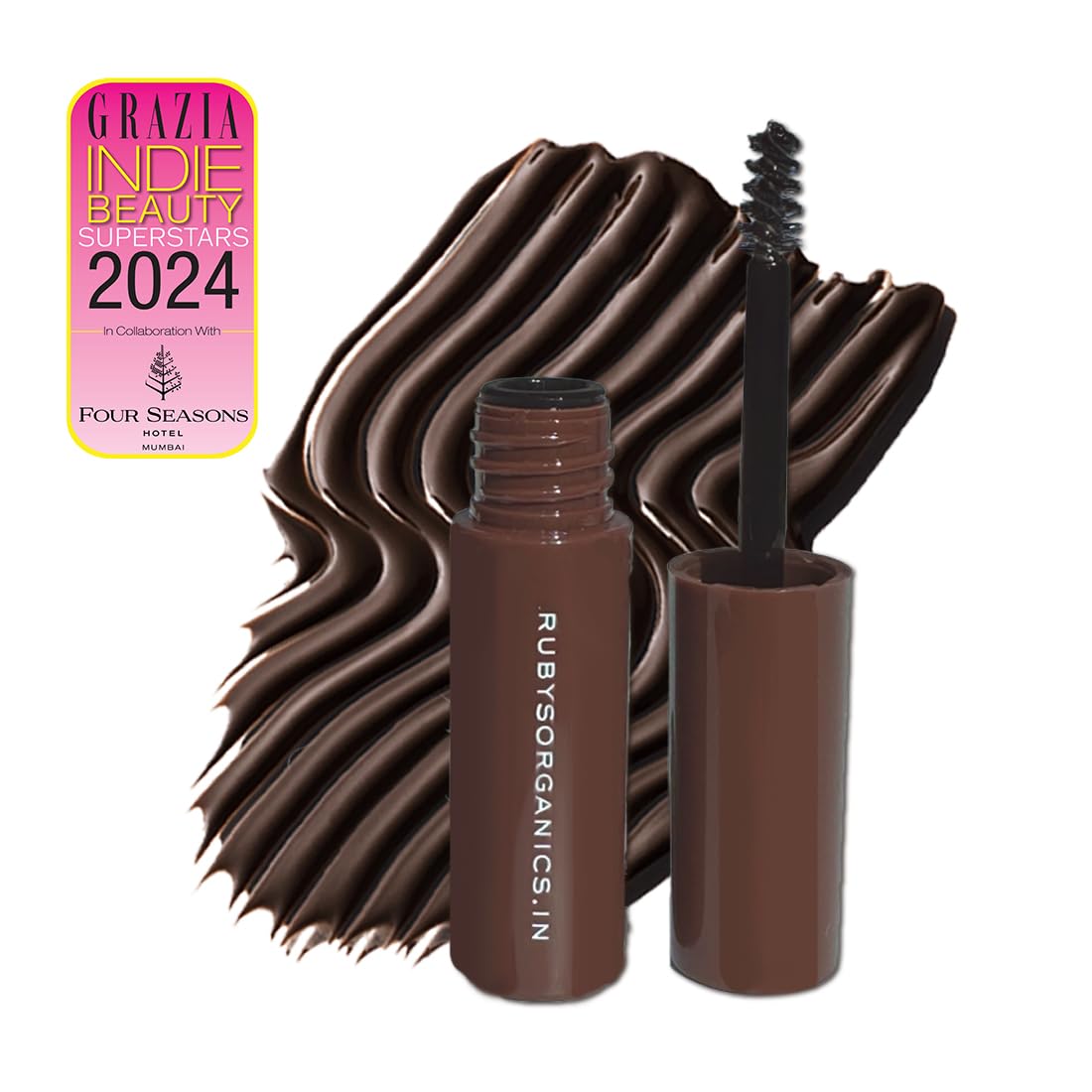 Ruby's Organics Dark Brown Tinted Eyebrow Gel with Castor Oil - Waterproof & Smudgeproof, Lifts, Shapes and Thickens Scanty Brows, Promotes Hair Growth, Natural & Non-Toxic Face Makeup for Women - 6ml