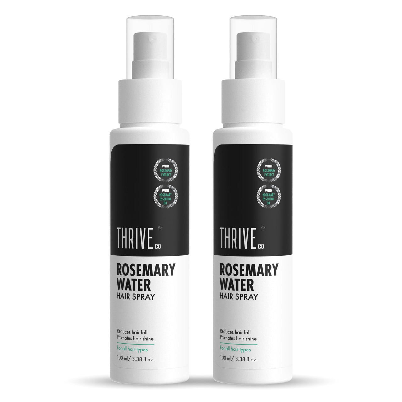 ThriveCo Rosemary Water Hair Spray | with 100% Natural Rosemary Extract, Rice Water & Hyaluronic Acid | Hair Growth, Conditioning & Shine | Men & Women, 100ml Each
