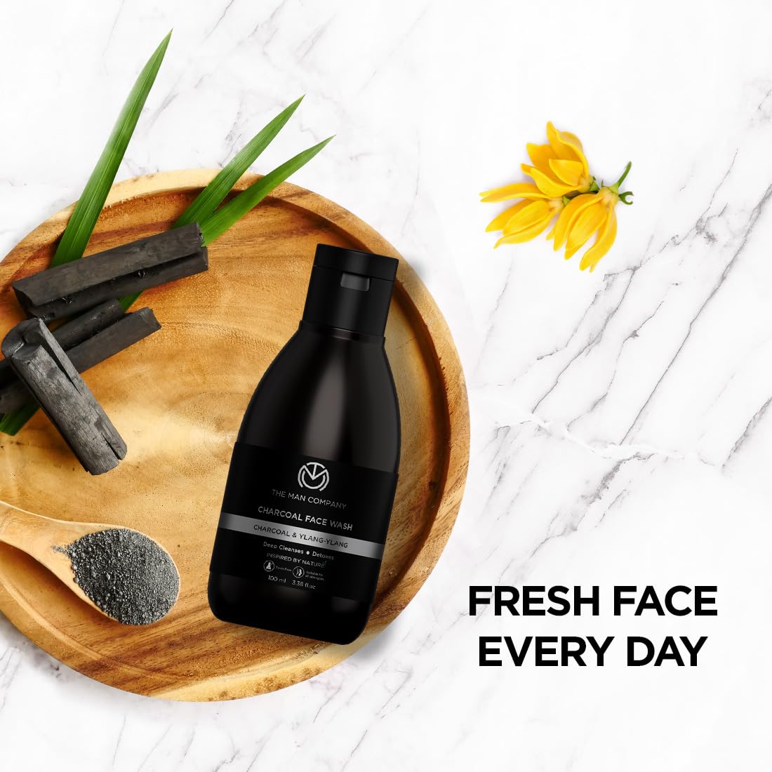 The Man Company Activated Charcoal Face Wash for Men - 100ml | Exfoliating & Brightening Face Wash | Enriched with Ylang Ylang & Argan Essential Oils | Anti Pollution, Acne Oil Control | Deep Cleansing | Blackheads Removal