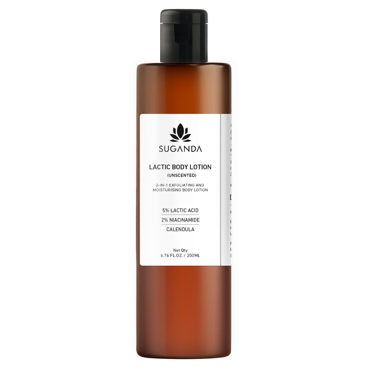 SUGANDA SKINCARE 5% Lactic acid unscented Exfoliating Body Lotion|Moisturizer with Niacinamide,Shea butter & Calendula oil|For strawberry skin,improving skin texture & brightening (200ml)|Cruelty-free