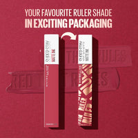 Maybelline New York Liquid Matte Lipstick, Long Lasting, 16hr Wear, Superstay Matte Ink, Ruler, 5ml