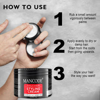 Mancode Hair Styling Cream For Men - 100 gr | For Daily Use Style & Nourishment | Non-sticky, Non-oily | Paraben & Sulphate FREE | Itch Free Daily Hair Cream | UV Protect & Care | Soft & Manageable Hair