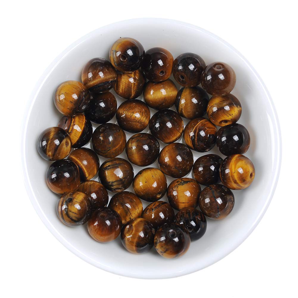 Natural Stone Beads 10mm Yellow Tiger Eye Gemstone Round Loose Beads Crystal Energy Stone Healing Power for Jewelry Making DIY,1 Strand 15"