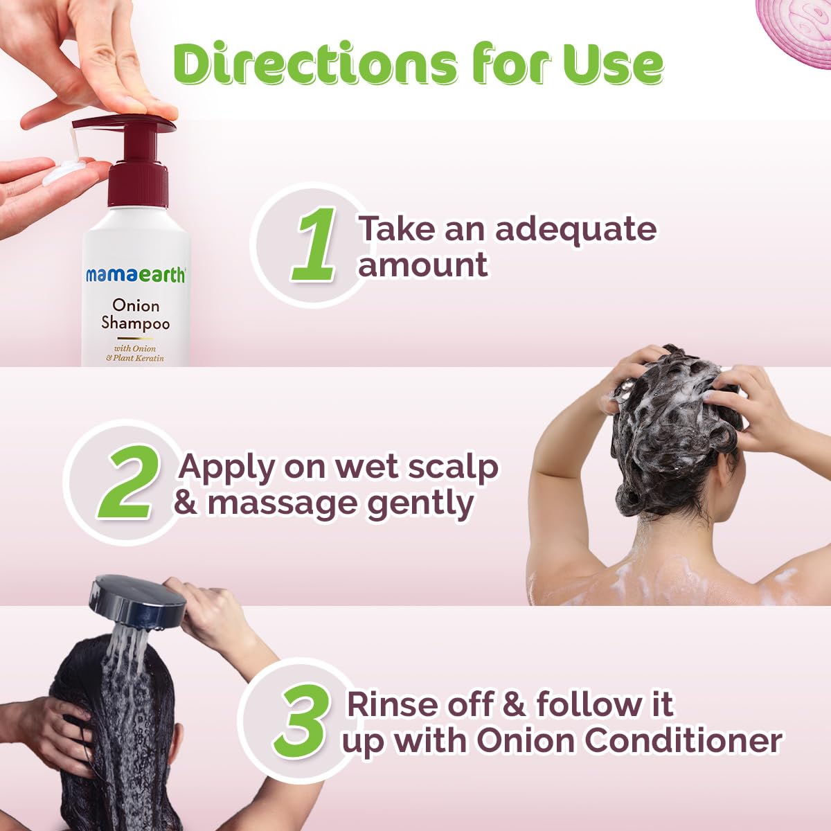 Mamaearth Onion Shampoo for Hair Growth and Hair Fall Control with Onion and Plant Keratin | Reduces Hair Fall | Strengthens & Smoothens Hair | For Men & Women | 250ml