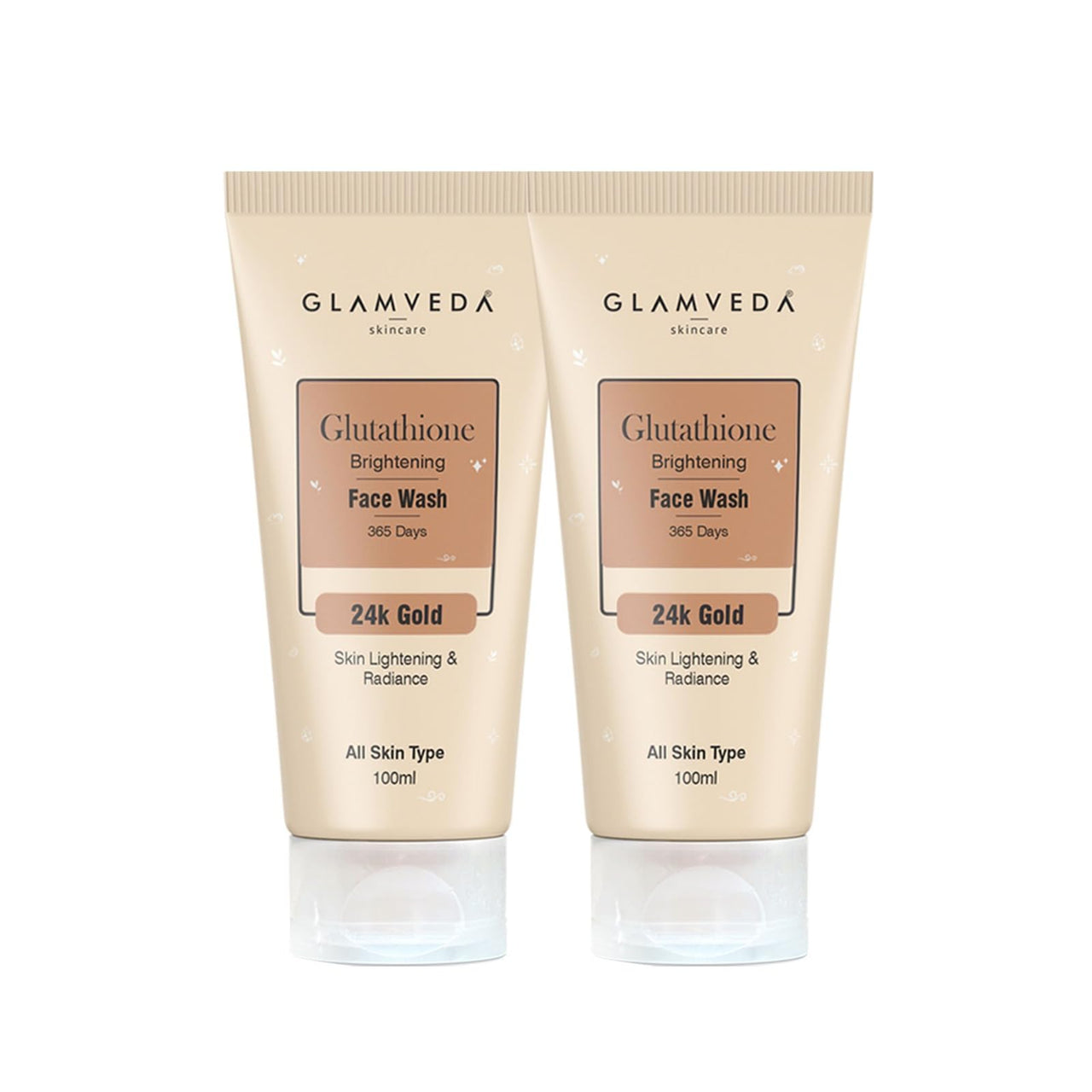 Glamveda Glutathione 24k Gold Face Wash Lightens skin tone (Pack of 2) 200 ml | Enhances Natural Radiance, Glow Booster | For All Skin Types (2)