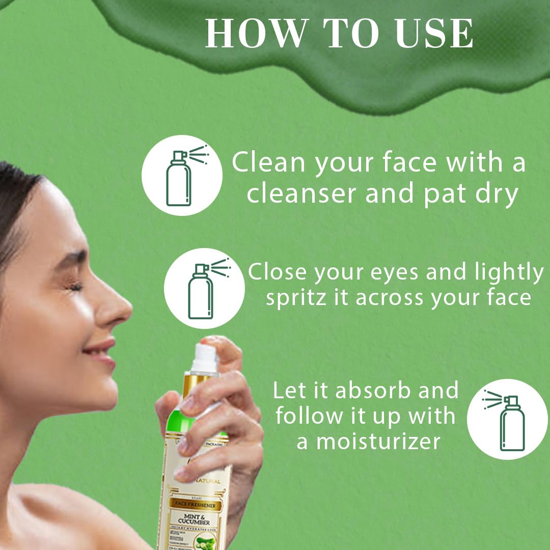 Khadi Natural Mint and Cucumber Face Spray|Instant skin booster| Hydrates, tones and refreshes skin| Suitable for all skin types| Pack of 2 (100ml*2) (200ml)