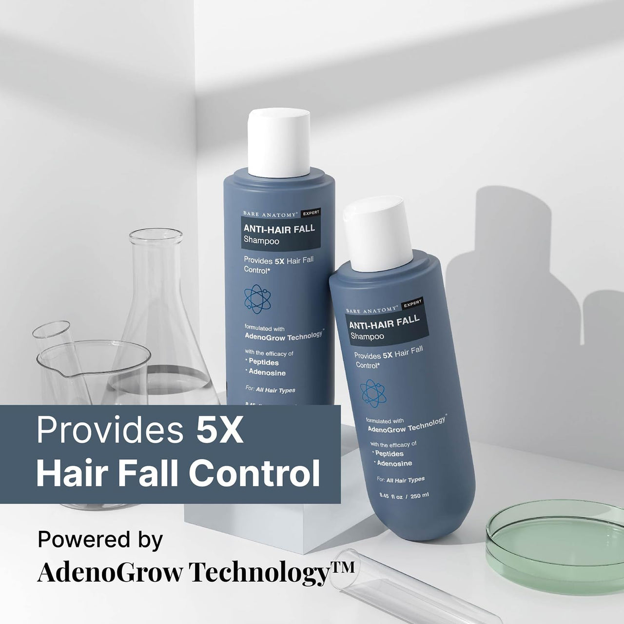 Bare Anatomy Anti Hair Fall Shampoo|5x Hair Fall Control & Growth - 250ml and Bare Anatomy Ultra Smoothing Shampoo for Dry and Frizzy Hair | For Men & Women -250ml