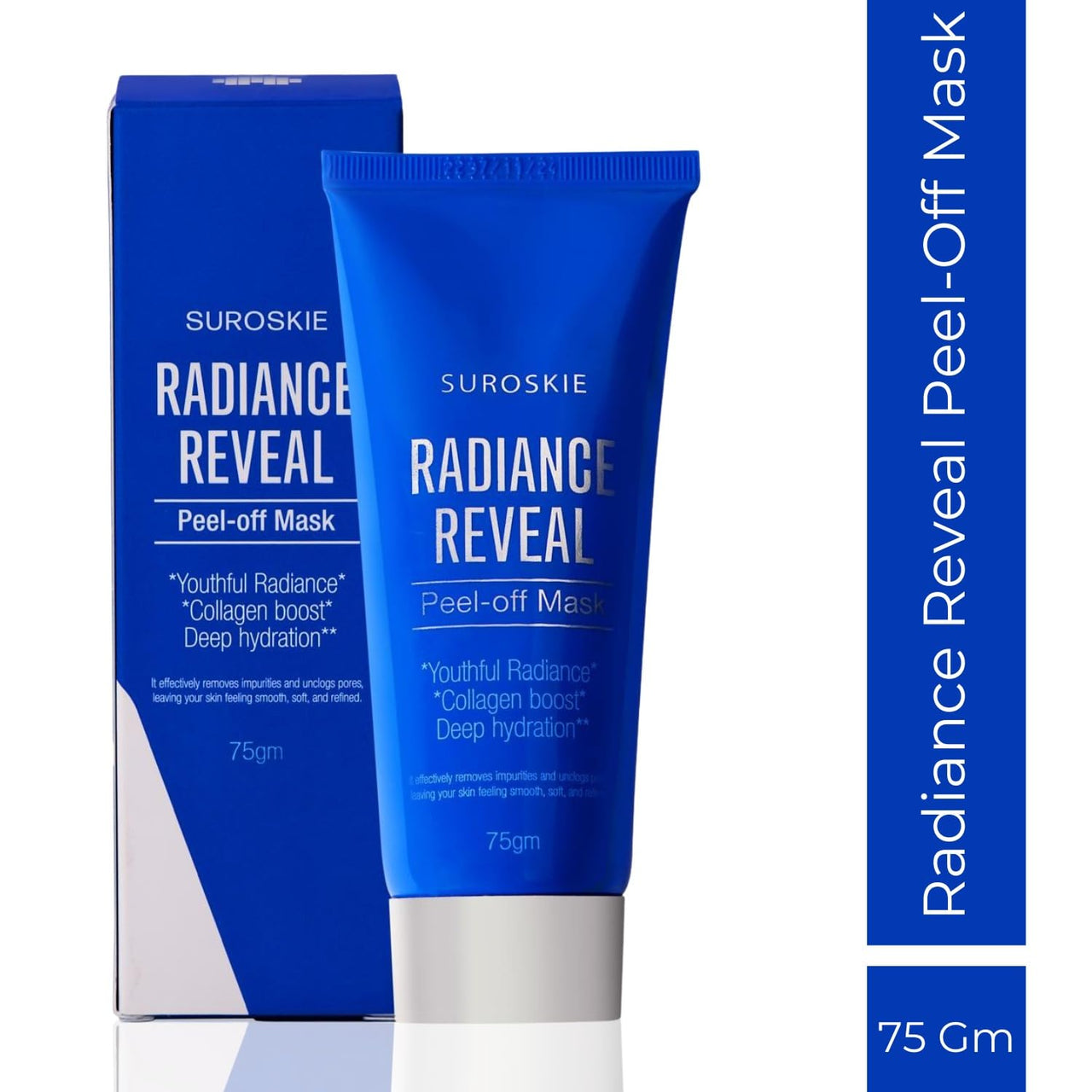 Suroskie Radiance Reveal Peel Off Mask 75g | Honey, Milk Protein & Collagen | Hydration, Skin Brightening, Instant Glow & Plumped Skin | Korean Inspired Skin Care| Peel off Face Mask for Men & Women
