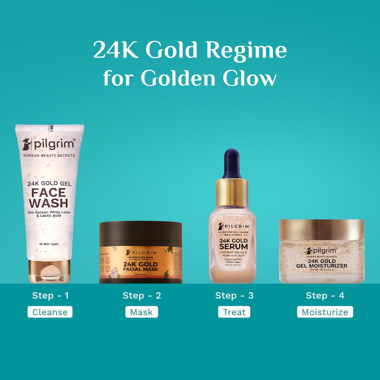Pilgrim 24K Gold Face Serum With Niacinamide & Hyaluronic Acid, Dewy Primer For Face Make-Up For All Skin Types, Korean Skin Care For Unisex, 20ml