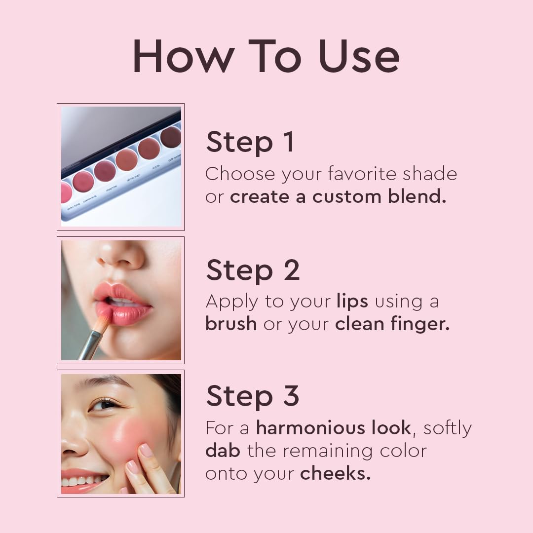 C2P Pro 6-Shade Lipstick Palette for Women (21g) – Nude Creamy Matte Lip Colors | Blusher & Contour | Waterproof, Lightweight, Long-Lasting & Hydrating Lipstick Kit (Nude Whisper)