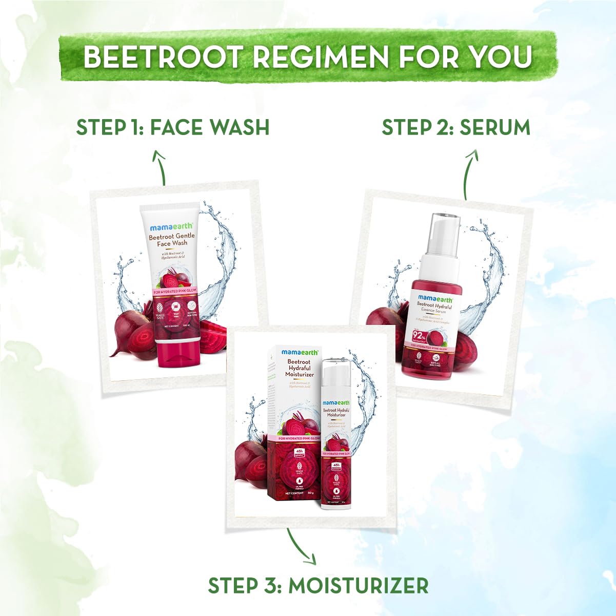 Mamaearth Beetroot Hydraful Essence Serum - 50 ml For Hydrated Pink Glow with Beetroot & 1% Hyaluronic Acid Complex Face Serum | Upto 92% Instant Hydration | For Daily Smooth