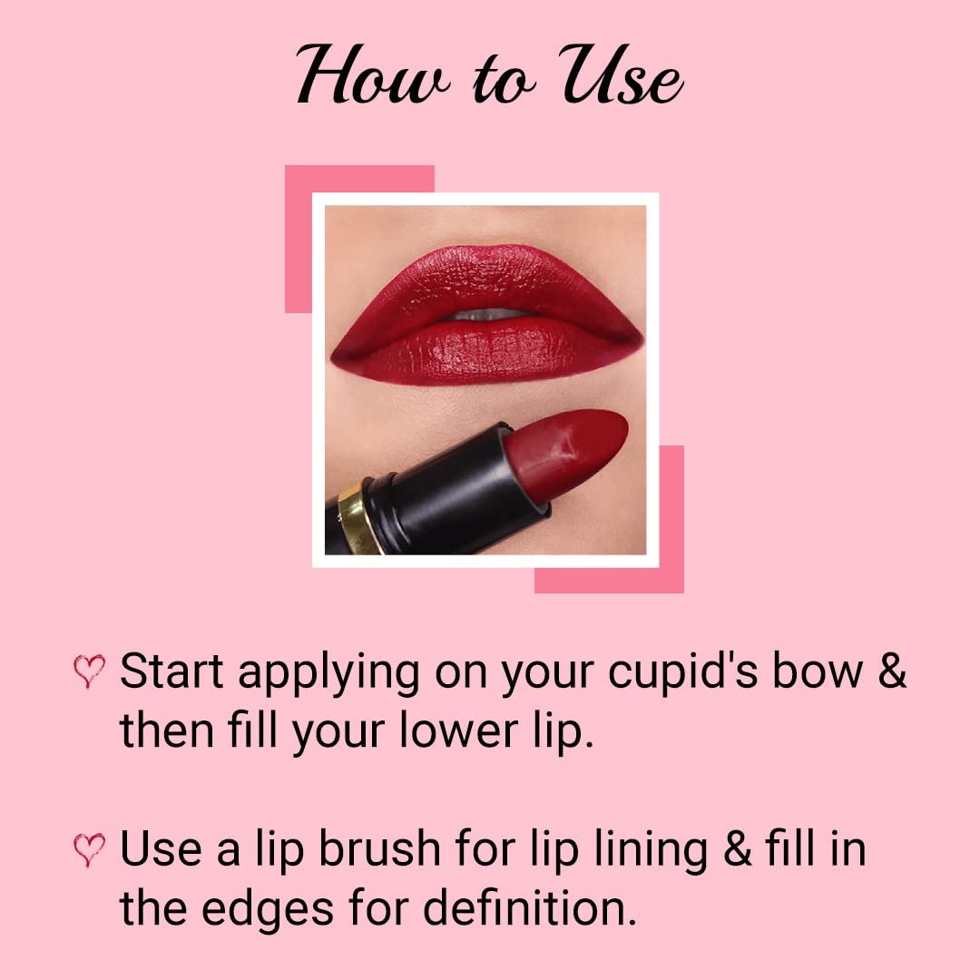 Iba Pure Lips Moisture Rich Lipstick for Women- A72 Maroon Burst, 4g | High Glossy, Creamy Finish & Smooth Texture| Hydrated Lips | Enriched with Vitamin E, Coconut Oil & Shea Butter | Intense Colour & Highly Pigmented | Lip Makeup