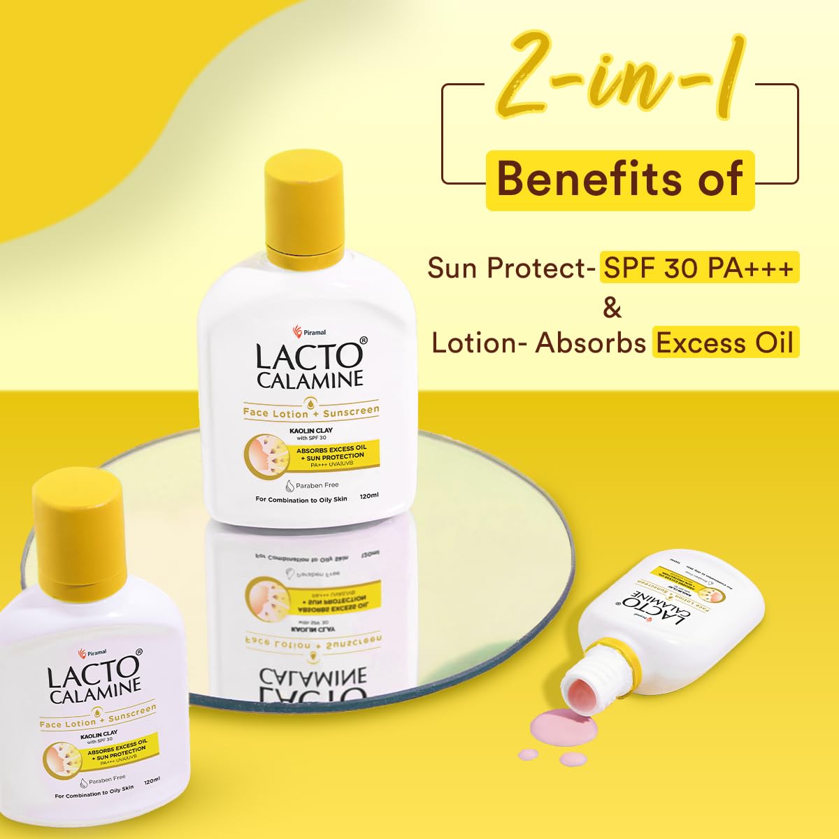 Lacto Calamine Sunscreen Lotion with SPF 30 | 120ml |UVA + UVB PA+++ | Kaolin Clay & Zinc Oxide | Daily Face Moisturizer For Oily Skin | Lightweight & Non-Greasy | Face & Body Lotion