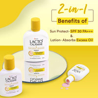 Lacto Calamine Sunscreen Lotion with SPF 30 | 120ml |UVA + UVB PA+++ | Kaolin Clay & Zinc Oxide | Daily Face Moisturizer For Oily Skin | Lightweight & Non-Greasy | Face & Body Lotion