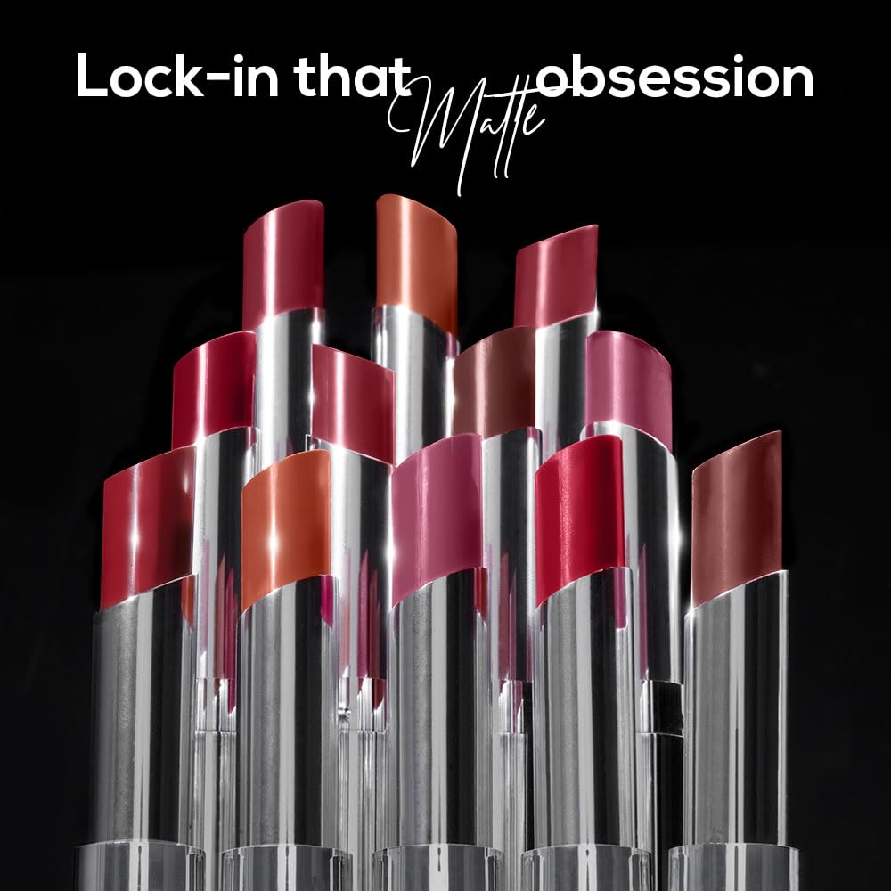 RENEE Matte Lock Lipstick - Jazz, Moisturizing, Long Lasting & Weightless Formula, Intense Color Pay Off with Ultra-Matte Finish, Enriched with Avocado oil, Vitamin E, D & Beta-Carotene, 3.5 Gm