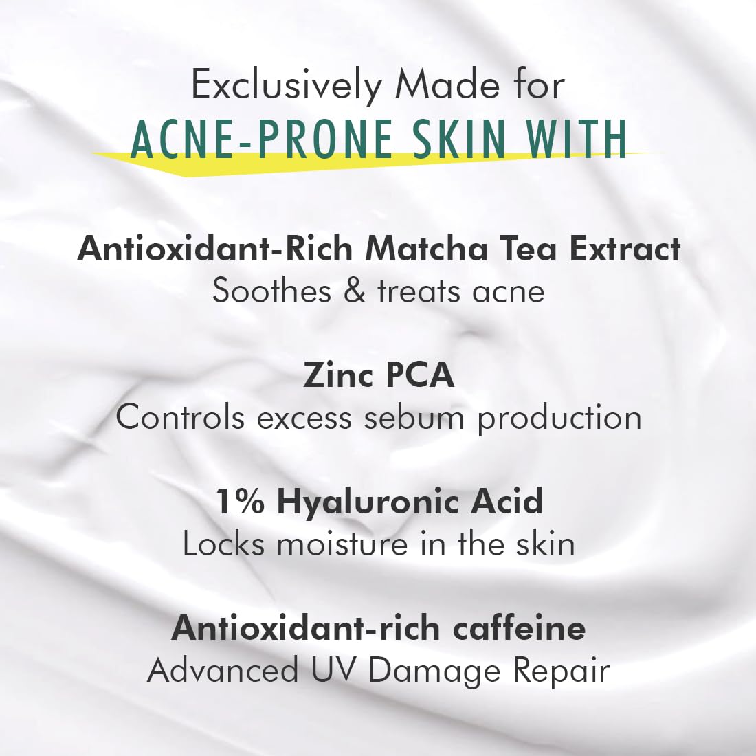 mcaffeine Sun Fix Ultra Light 1% Hyaluronic Acid Matcha Tea Sunscreen for All Skin Type Spf 50+ & Pa++++ Uva-Uvb & Blue Light Protection|No White Cast|Controls Oil|Non-Sticky|Fragrance Free - 50Ml