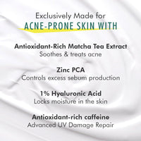 mcaffeine Sun Fix Ultra Light 1% Hyaluronic Acid Matcha Tea Sunscreen for All Skin Type Spf 50+ & Pa++++ Uva-Uvb & Blue Light Protection|No White Cast|Controls Oil|Non-Sticky|Fragrance Free - 50Ml