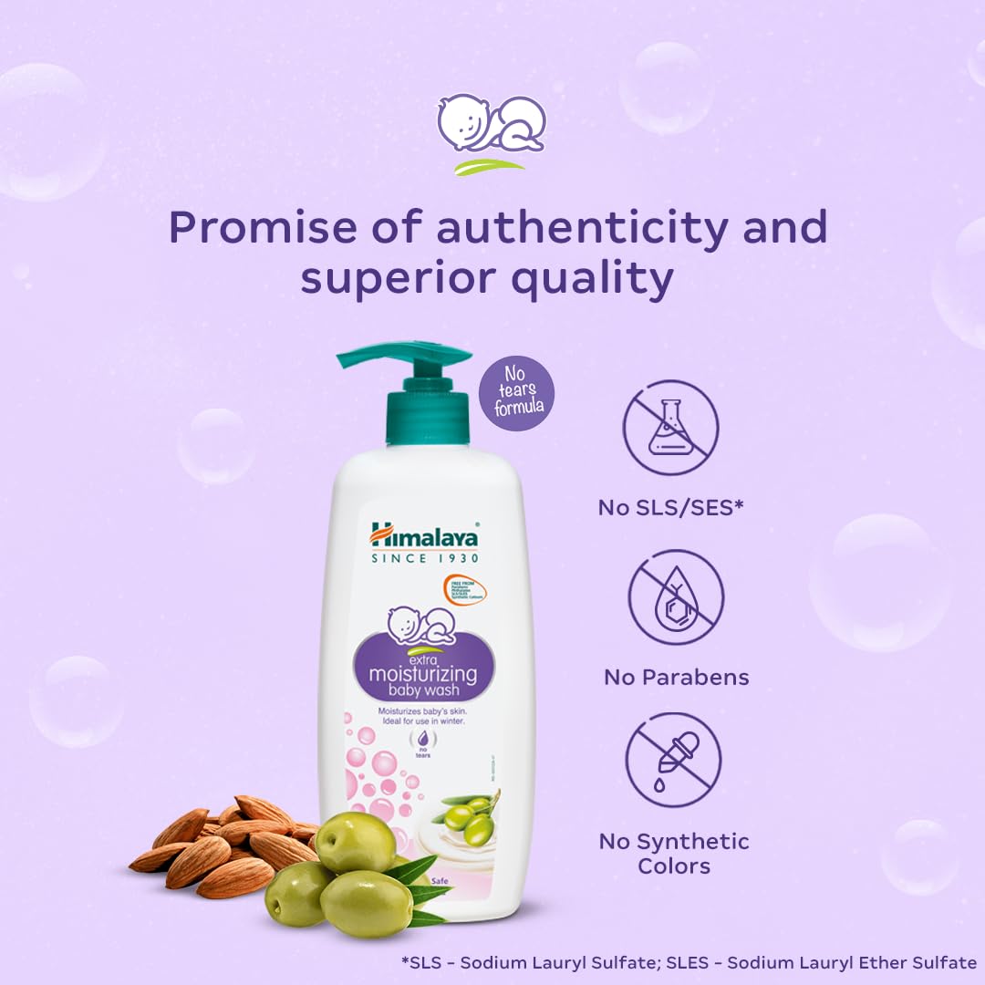 Himalaya Extra Moisturizing Baby Wash, 200ml (Pack of 2)