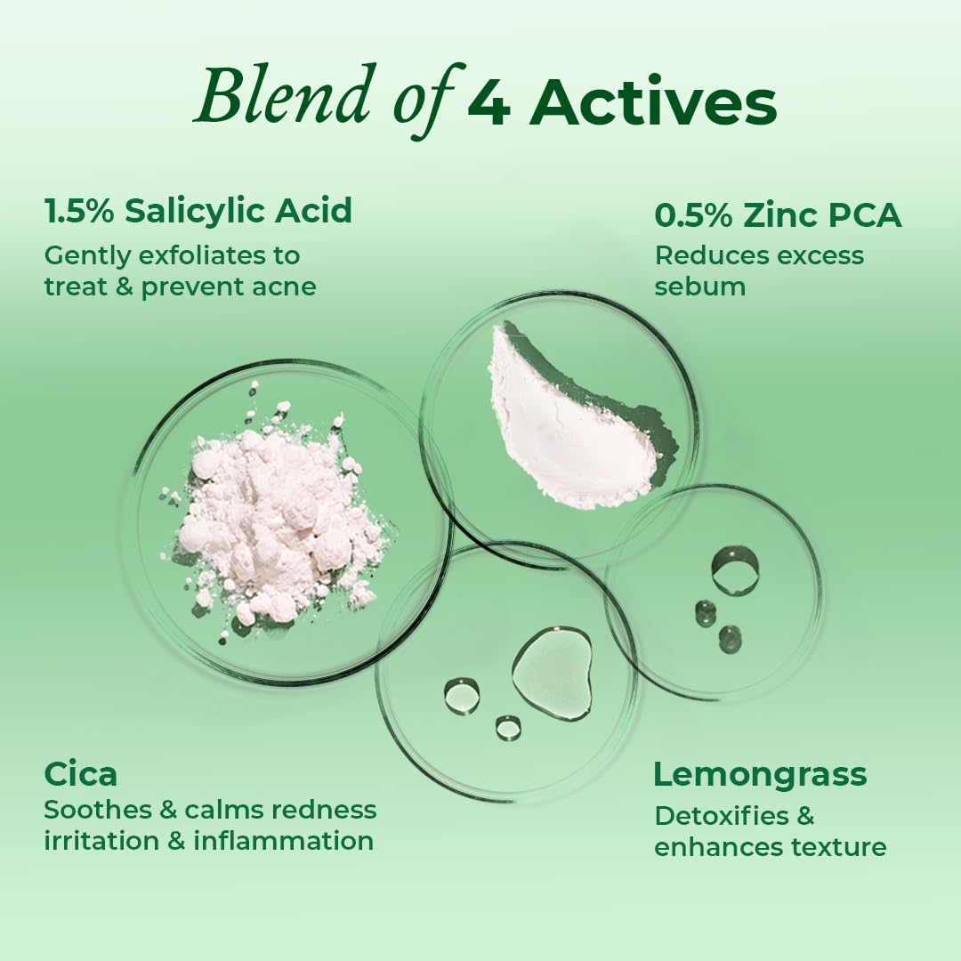 The Pink Foundry Acne Face Wash with 1.5% Salicylic Acid, Zinc PCA, Cica & Lemongrass | Treats & Prevents Acne Breakout | Oil Control Face Wash | Dermatologically Tested | All Skin Types | 100ml