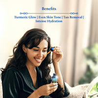 Blue Nectar Turmeric Face Serum for Glowing Skin | Plant Based Face Oil for Glowing Skin | Tan Removal Skin Brightening Serum for Face (16 Herbs, 30 ml)