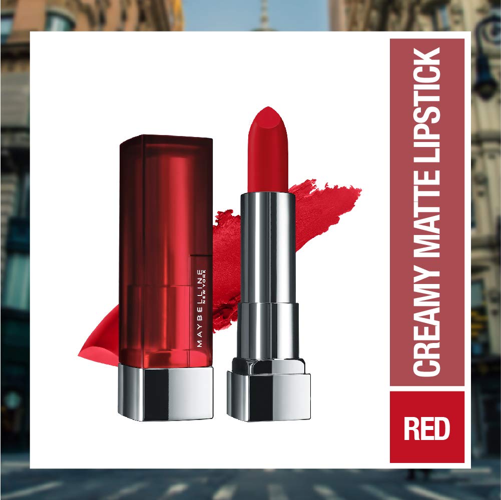 Maybelline New York Color Sensational Creamy Matte Lipstick, 691 Rich Ruby, 3.9g & Maybelline New York Color Sensational Creamy Matte Lipstick, 640 Red Liberation, 3.9g