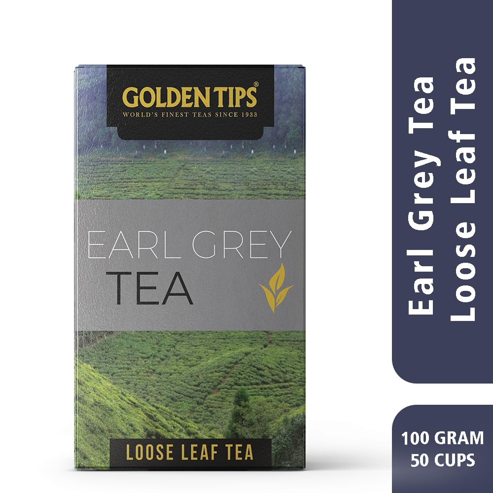 Golden Tips Earl Grey Loose Leaf Black Tea,Full-Leaf Blend Infused with Pure Bergamot, Refreshing & Citrusy Flavor, Classic English Tea, Aromatic & Rich Taste (100 Gram 50 cups)
