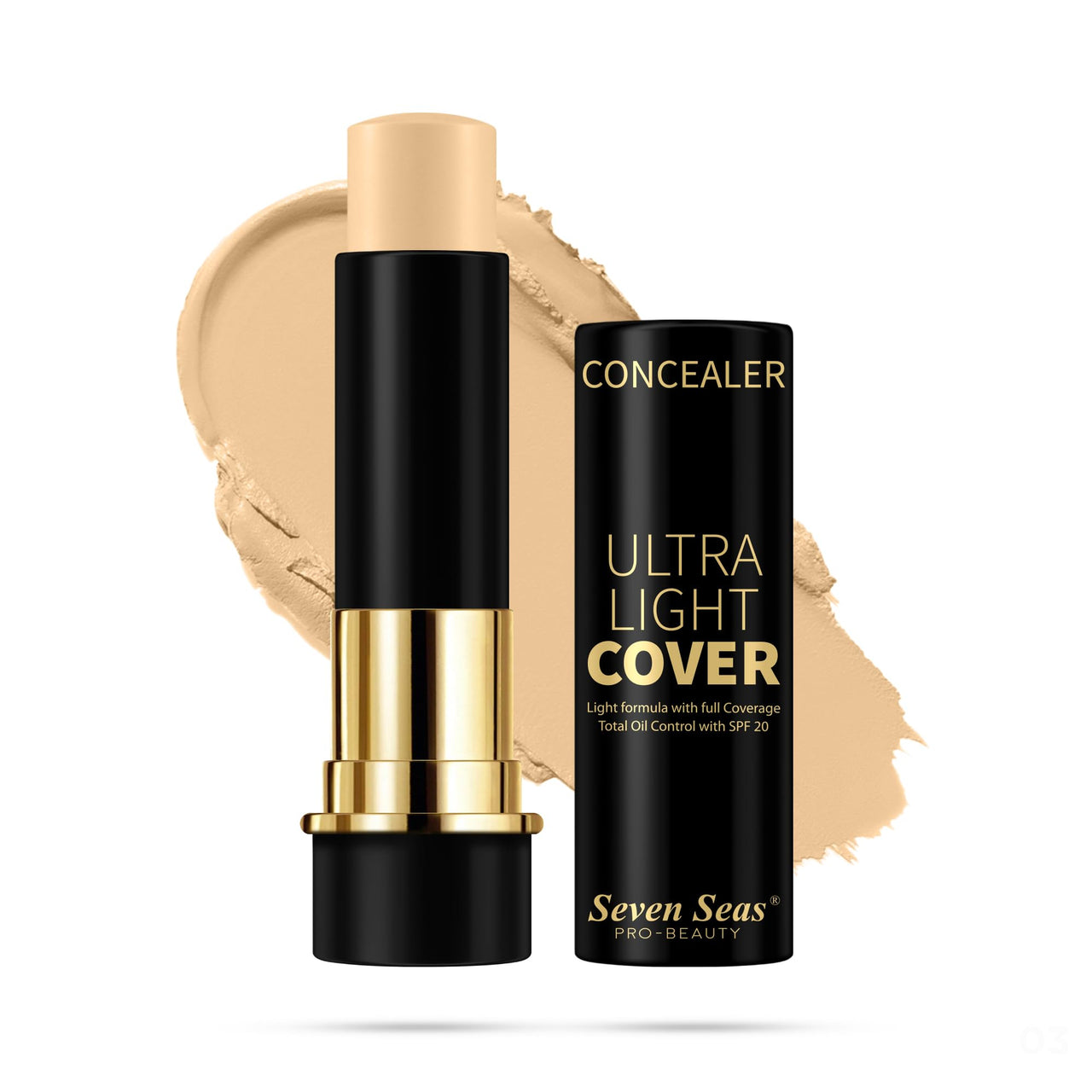 Seven Seas Ultra Light Cover HD Pro Concealer-03 Professional Concealer - Total Oil Control With SPF20 Long Lasting Concealer