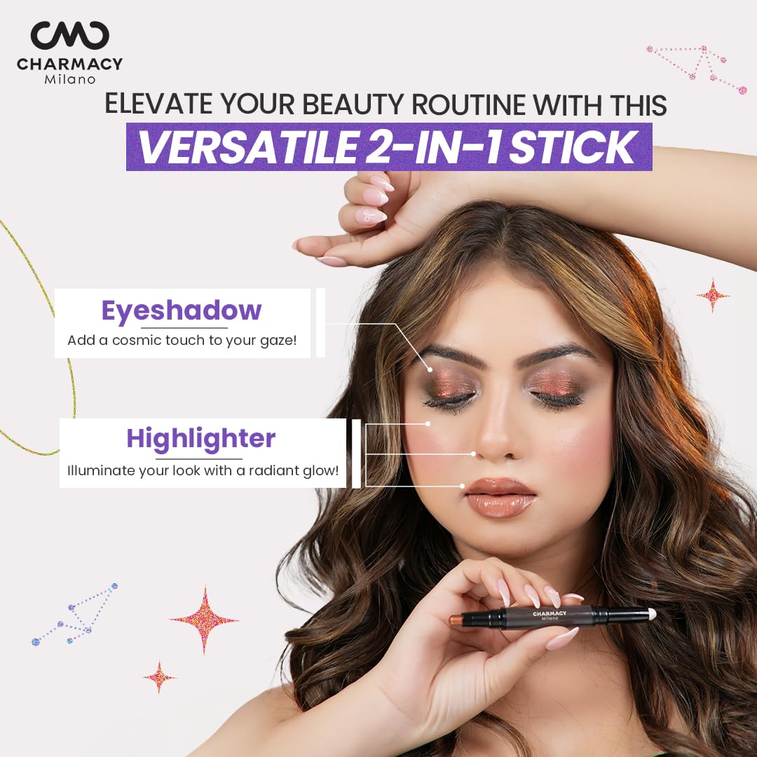 Charmacy Milano Zodiac Eyeshadow Stick - #905 Taurus, Dual-Ended, Highly Pigmented & Duochrome Eyeshadow, Enriched with Cacao Seed Butter, 1.8 Gms