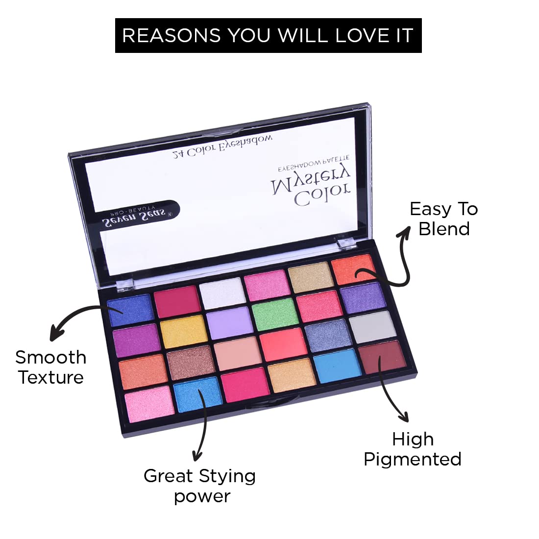 Seven Seas Color Mystery EyeShadow Palette 24 Pigmented Colors | Long Wearing And Easily Blendable Eye Makeup Palette | Multicolor - 24.4Gm | Shimmery & Glitter Finish (Skin)
