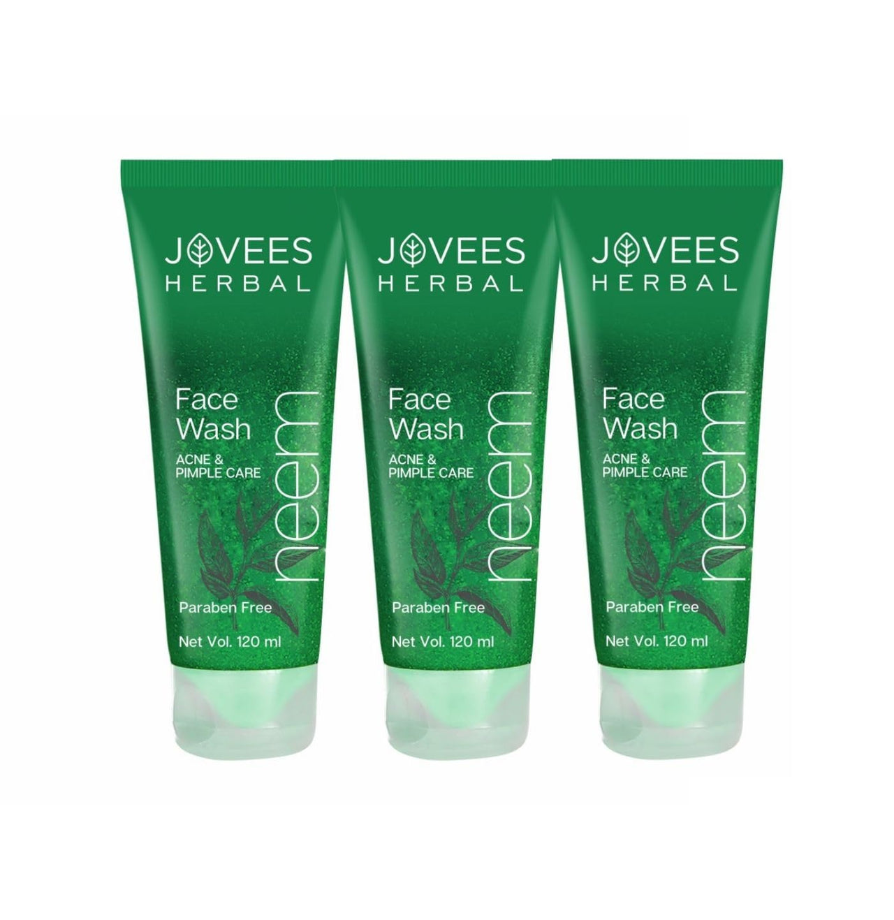 Jovees Herbal Neem Face Wash For Clear Skin with Neem & Tea Tree Ext | Gentle For Acne-Prone Skin | Controls Oil, Pimples and Dark Spots | Acne Control Cleanser For All Skin Type - 120ml (pack of 3)