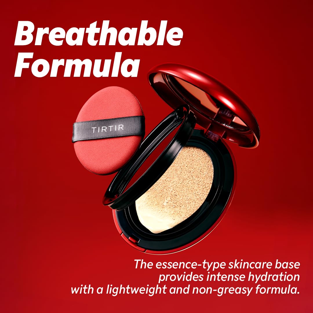 TIRTIR Mask Fit Red Cushion Foundation | Full coverage, Skin fit, Satin Glow Finish | Korean Cushion Foundation #24W SOFT BEIGE | 18g