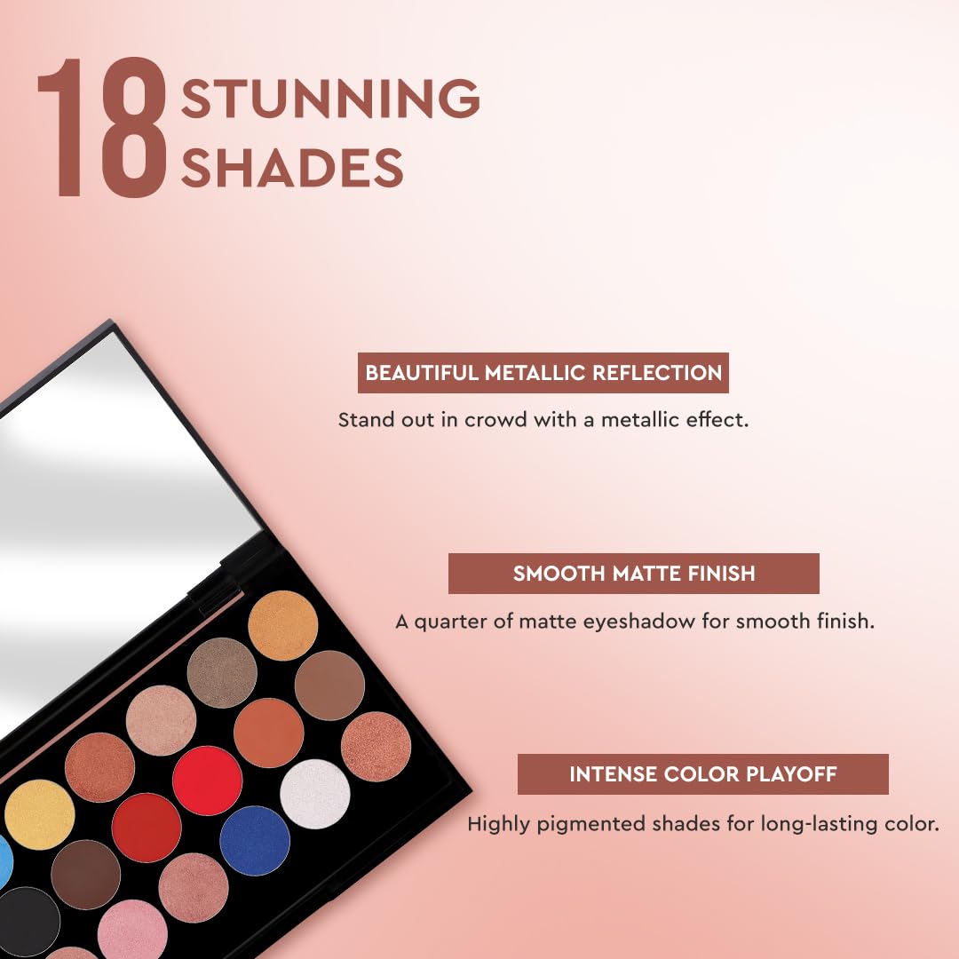 C2P Pro Metal & Matte Eyeshadow Palette, Smooth, Blendable & Creamy Texture, Long Lasting & Full Coverage with Versatile Shades Eyeshadow Kit, 20 grams