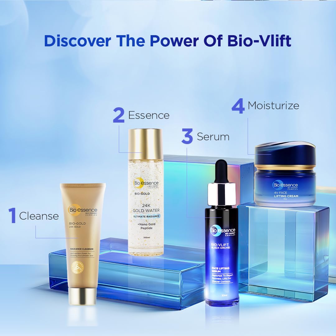 Bio-essence Bio-Vlift Face Lifting Serum (30ml) | Firming, Tightening, Lifting, Serum with Ceramide, Hyaluronic Acid, Niacinamide and Peptides | For all skin types
