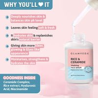 Glamveda Rice & Ceramide Face Serum & Moisturizer Combo For Dry & Sensitive Skin Types