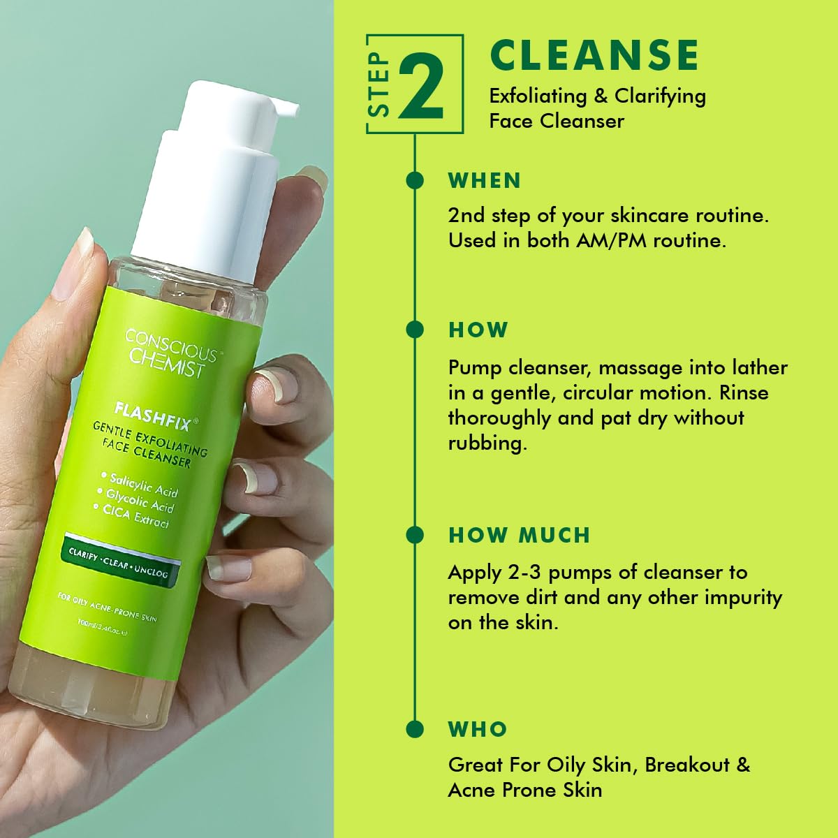 Conscious Chemist Deep Pore Cleansing Kit | 230ml | Oil Cleanser for Face, Salicylic Acid Face Wash, Face Wash for Women & Men with Oily and Acne Prone Skin for Glowing & Radiant Skin (Pack of 2)