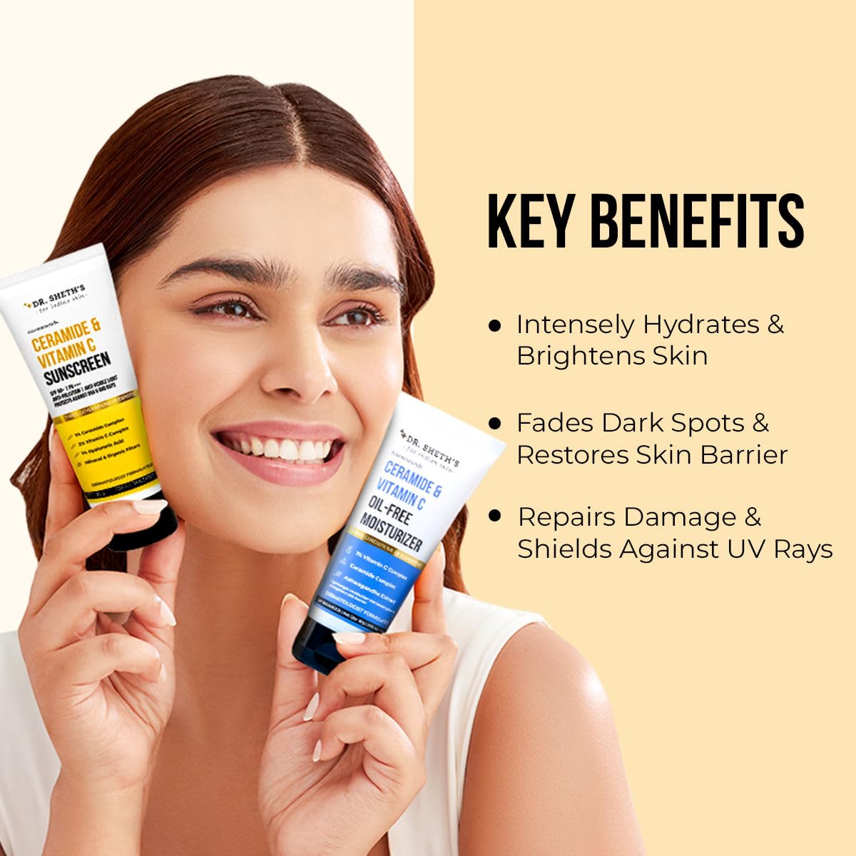 Dr. Sheth's Glow & Sun Protect Duo | Lightweight Sunscreen & Oil-Free Moisturizer Combo | Nourished & Protected Skin | For Normal to Combination Skin | For Men & Women | 50 g x 2