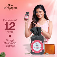 VCare Skin Whitening Soap -100 gm | Richness of 12 Herbs Ingredients with Songyi Mushroom Extract Soap bar | Exfoliates the skin impurities & improves the skin tone for both Men and Women (Pack of 3)