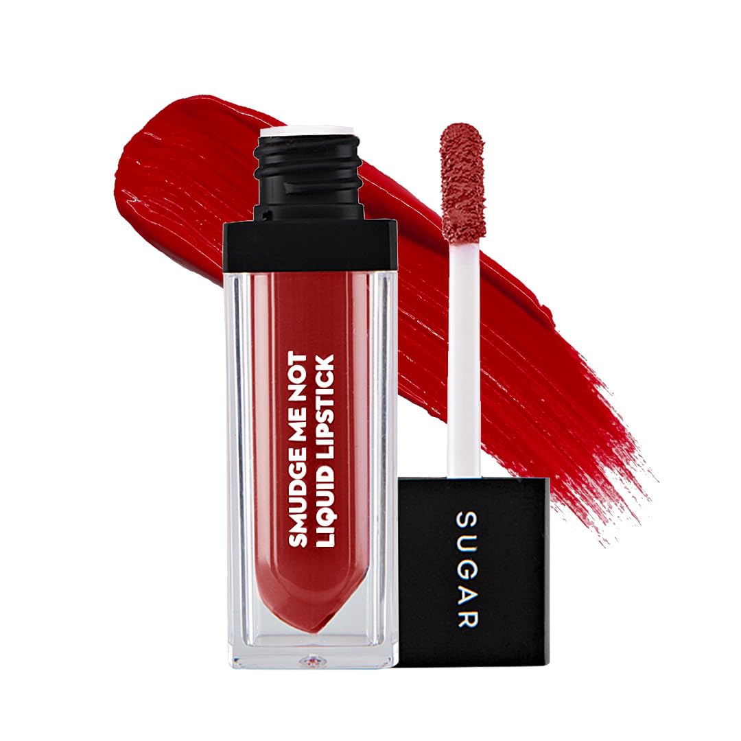 SUGAR Cosmetics Smudge Me Not Liquid Lipsticks for Women | Transferproof & Waterproof | Lasts 12+ Hours | Matte Lipstick | 4.5ml - 52 Modern Auburn (Flamenco Red/Deep Red with blue undertone)
