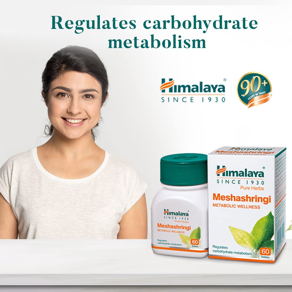Himalaya Wellness Pure Herbs Neem Skin Wellness Controls acne Tablets 60 Count & Himalaya Wellness Pure Herbs Meshashringi Metabolic Wellness 60 Tablet