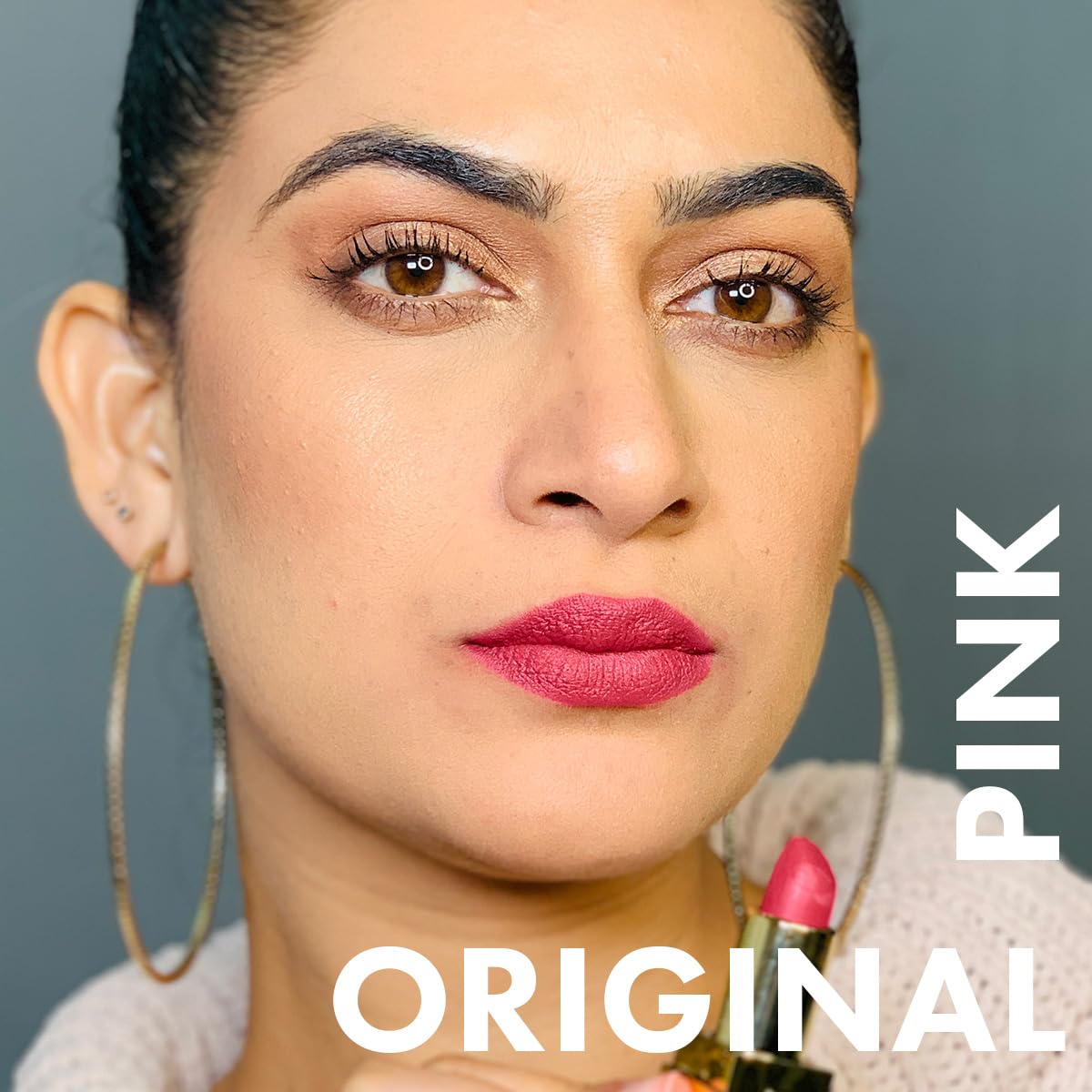 DAUGHTER EARTH Original Pink Lipstick | Vegan Plant Based Highly Pigmented Natural Lightweight Non Drying Lip Color | Long Lasting Phytonutrient Lipstick With Vit E & Bakuchiol | UV Protection | 4g