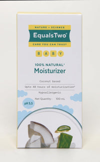 EQUALSTWO Baby Moisturizer, 100ml, 100% Natural Coconut based Daily Baby Skin Care Body Lotion for Nourishing Skin, All Skin Types, PH 5.5, Dermatalogically Tested, No Parabens No Sulphates, Pack 1