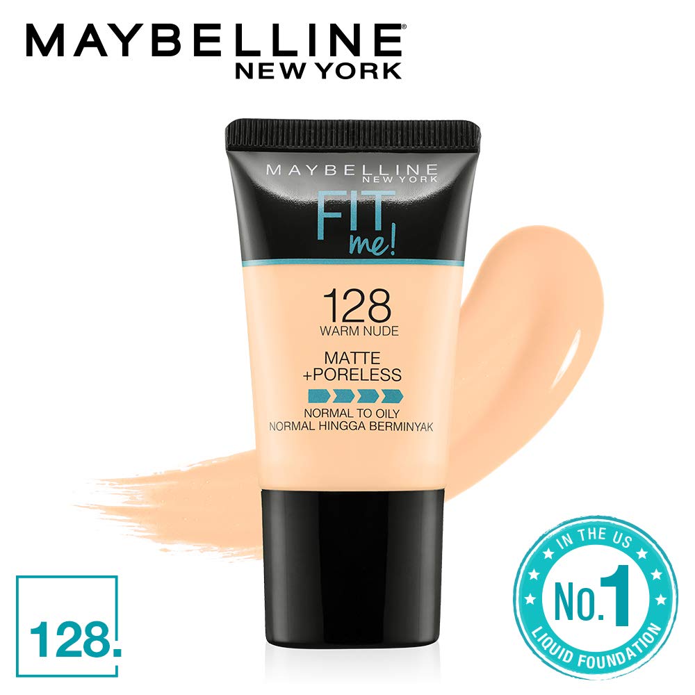 Maybelline New York The Blushed Nudes Palette Eyeshadow, 9G And Maybelline New York Fit Me Matte+Poreless Liquid Foundation Tube, 128 Warm Nude, 18Ml