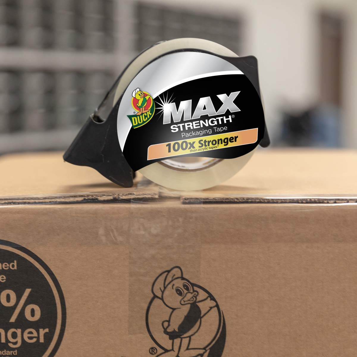 Duck Max Strength Clear Packaging Tape, 4 Rolls, 218.4 Yards, Maximum Strength Heavy Duty Packing Tape for Shipping & Moving, Strong Packing Tape Refills for Boxes, 1.88 In. x 54.6 Yd. (241511) 1.88" x 54.6 Yards