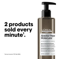 L'OREAL PROFESSIONNEL PARIS Absolut Repair Molecular Deep Repairing Rinse-off Serum for Damaged Hair - 250 ml | Repairs Very Damaged Hair and Restores Strength With 2% Peptides Bonder & 5 Amino Acids